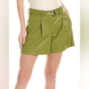 Rebecca Taylor Green Leather Shorts Size 8 *Missing Belt*